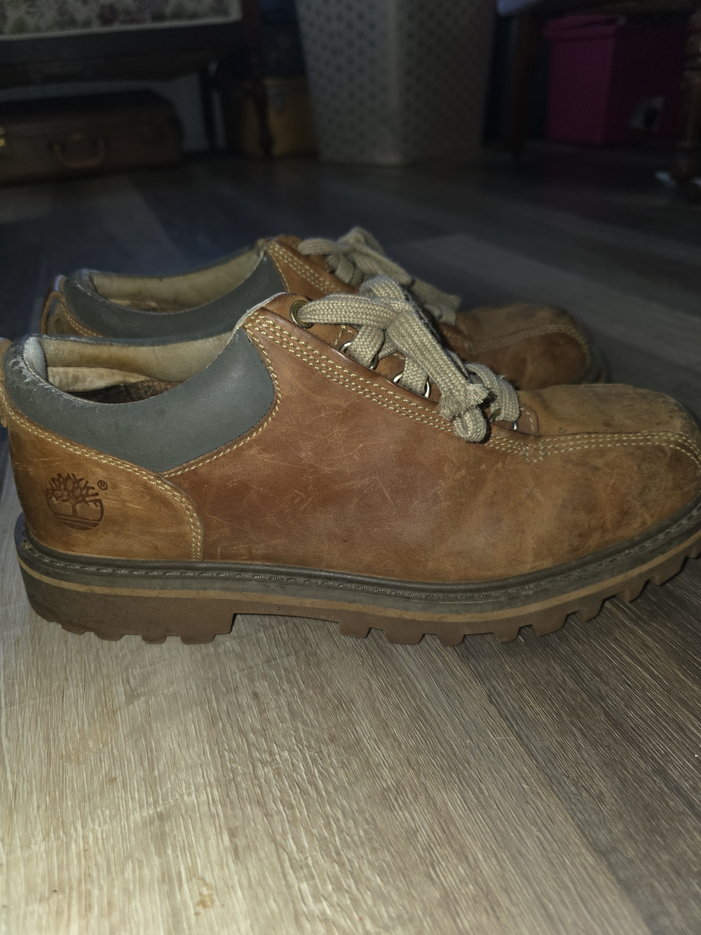 Timberland Men’s Tan Brown Leather Lace-Up Work Shoes